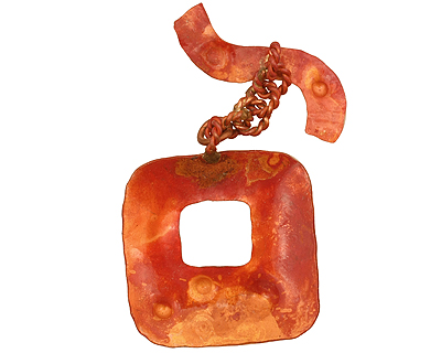 Patricia Healey Copper Square Textured Toggle w/ Wavy Bar 39x33mm, 34mm bar