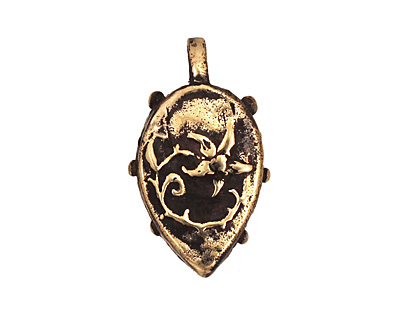Green Girl Bronze Flower Teardrop Bezel 18x30mm
