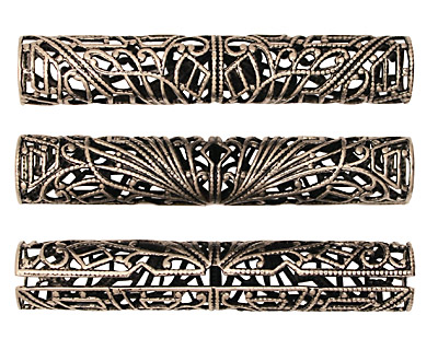 Stampt Antique Pewter (plated) Long Deco Filigree Tube 52x9mm