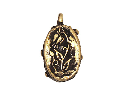 Green Girl Bronze Bell Flower Oval Bezel 15x24mm