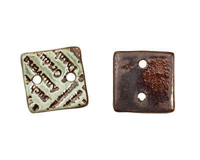 Earthenwood Studio Ceramic Peacock Iron Small Square Text Link 19mm