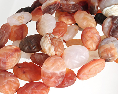 Carnelian (natural-matte) Woven Flat Oval 28-32x21-23mm