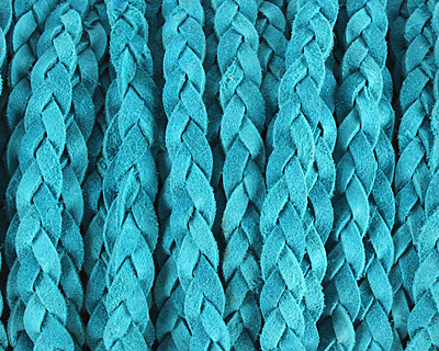 Turquoise Flat Braided Suede Leather 12mm