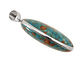 Turquoise Mosaic Magnesite 2-Sided w/ Bail Oval Pendant 30-31x53-54mm