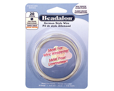 German Style Wire Silver (plated) Fancy Round 20 gauge, 3 meters