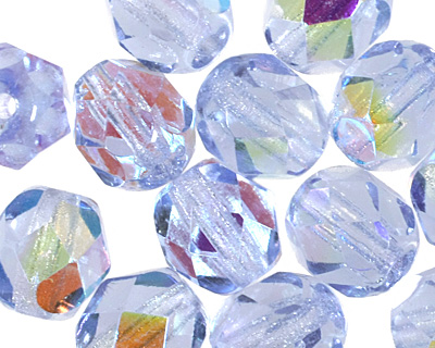 Czech Fire Polished Glass Light Sapphire AB Round 6mm