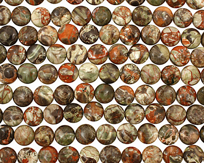 Red Forest Agate Puff Coin 14mm