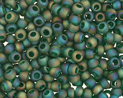 TOHO Transparent Rainbow Frosted Green Emerald Round 11/0 Seed Bead