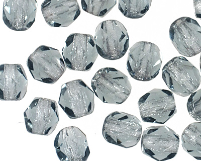 Czech Fire Polished Glass Montana Blue Round 4mm