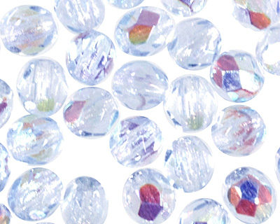 Czech Fire Polished Glass Light Sapphire AB Round 3mm