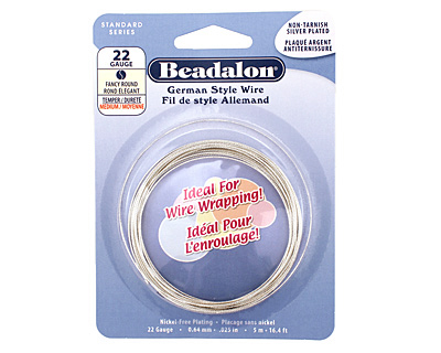 German Style Wire Silver (plated) Fancy Round 22 gauge, 5 meters