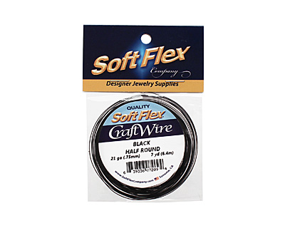 Soft Flex Black Half Round Craft Wire 21 gauge, 7 yards