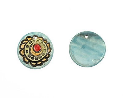 Jangles Ceramic Turquoise Flower Pendant 35-36mm