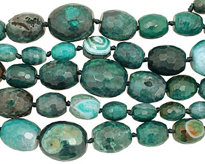 Sea Green Agate Faceted Rice Graduated 13-30x12-26mm