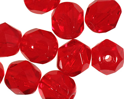Czech Fire Polished Glass Siam Ruby Round 6mm