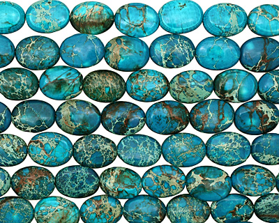 Teal Impression Jasper Flat Oval 20x15mm