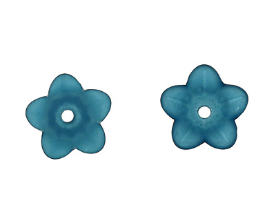 Lucite Teal 5 Petal Petunia Flower 7x11mm
