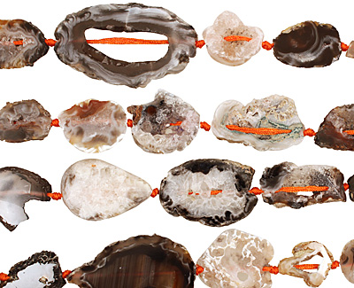 Druzy Agate Sliced Pieces Graduated 21-69x14-41mm
