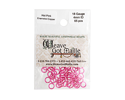 Hot Pink Enameled Copper Round Jump Ring 6mm, 18 gauge