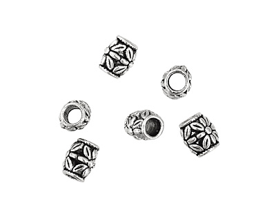 Pewter Flower Barrel (Large Hole) 11x10mm