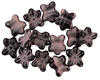 Czech Glass Black Cherry 2-Hole Flower 11x13mm