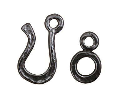 Gunmetal Hammered Simple Hook & Eye Clasp 32x12mm