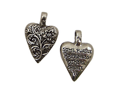 Green Girl Pewter Floral Heart 20x30mm