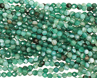 Green Line Agate Faceted Round 4mm
