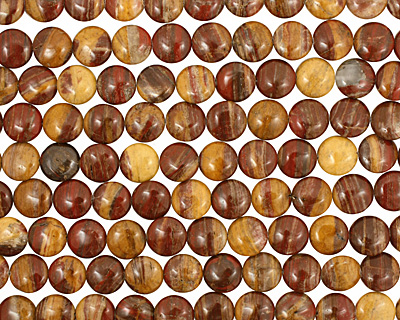 Golden Zebra Jasper Puff Coin 12mm