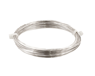 German Style Wire Silver (plated) Round 26 gauge, 20 meters