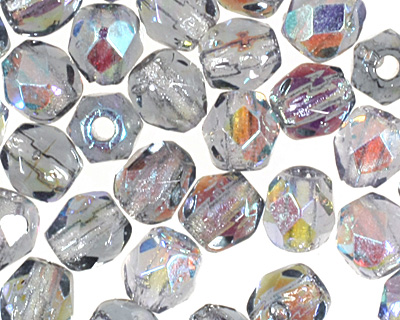 Czech Fire Polished Glass Montana Blue AB Round 3mm
