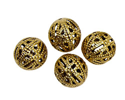 Stampt Antique Gold (plated) Filigree Ball 12mm