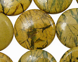 Green Vein Jasper Puff Coin 25mm