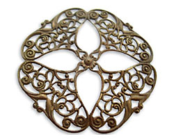 Vintaj Natural Brass Openwork Flower Filigree 48mm