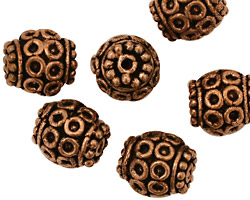 Antique Copper Rice with Rings of Circles 13x12mm