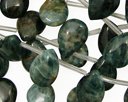 Green Moss Agate Smooth Flat Drop 10x14mm