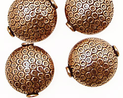 Antique Copper Puff Coin with Embossed Dots 20x17mm