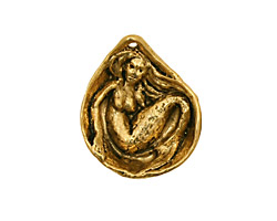 Green Girl Gold (plated pewter) Mermaid Clamshell