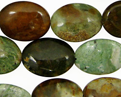 Petrified Green Opal Flat Oval 20x15mm