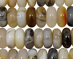 Mexican Gray Agate Rondelle 12mm