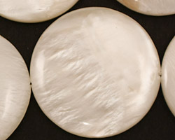 White Fresh Water Shell Puff Coin 35mm