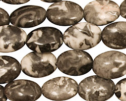 Black Tree Agate Flat Oval 14x10mm