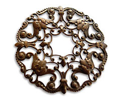 Vintaj Natural Brass Ornate Wreath Filigree 49mm