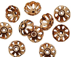 Copper Bead Caps with Drop Cutouts 12mm