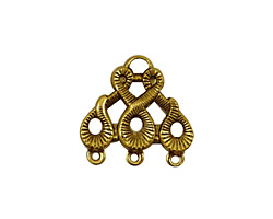 Stampt Antique Gold (plated) Scrolling 3 Ring Connector 20x19mm