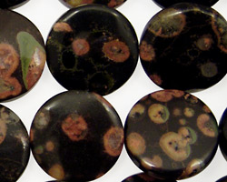 Black Leopardskin Jasper Puff Coin 18mm