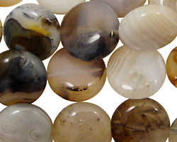 Mexican Gray Agate Puff Coin 15mm