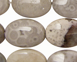 Rosy White Ocean Jasper Flat Oval 25x18mm