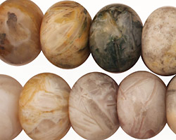 Bamboo Leaf Agate Rondelle 13x18mm