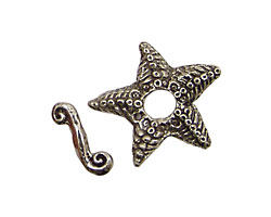 Green Girl Pewter Starfish Toggle Clasp 23mm, 15mm Bar